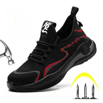 Chaussures de sécurité pour hommes Respirantes Légères Chaussures à embout en acier Élégantes Confortables Résistantes à l'écrasement Résistantes à la perforation Bottes de travail pour hommes