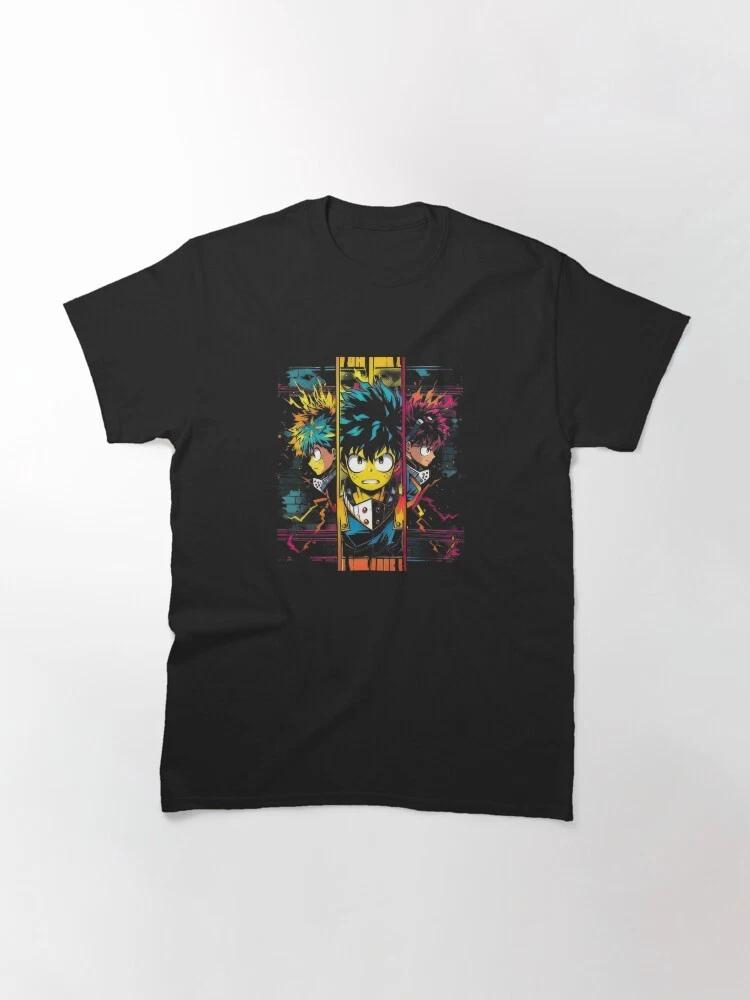 Anime My Hero Academia Deku Tri Panels Black Tshirt Size S4XL S
