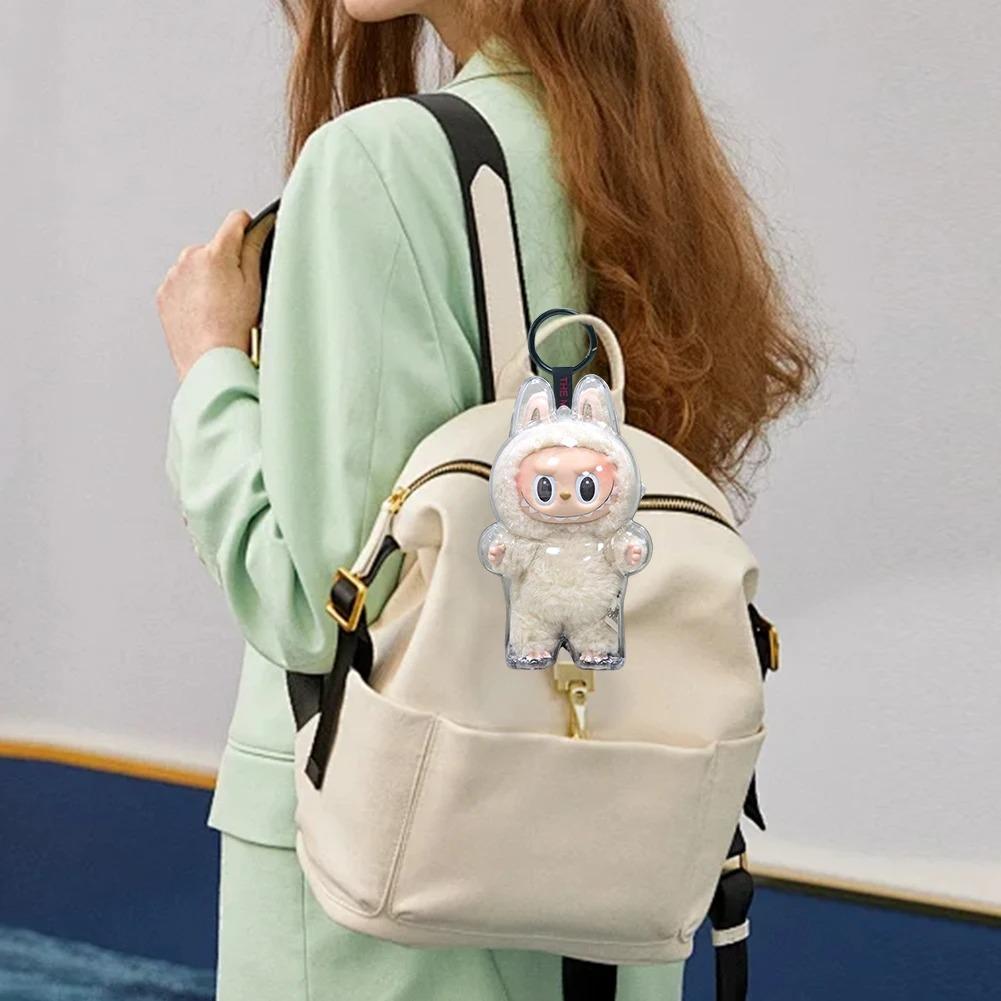 LABUBU V1 V2 Transparent Protective Shell Macaron Standing Protective Cover Dust Cover Doll Labubu Protector Case