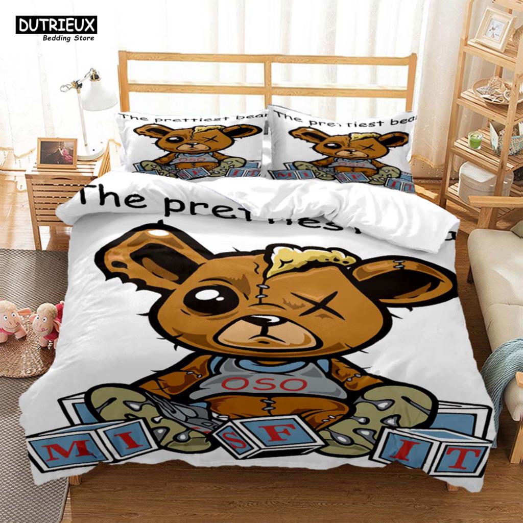 Cute Little Bear Printed Polyester Soft And Comfortable  Comforter Bedding Sets For Children  Complete Size Customizable