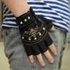 1 Pair Cycling Gloves PU Leather Skull Punk Black Driving Motorcycle Biker Fingerless Tactical Gloves Mens Womens Gloves