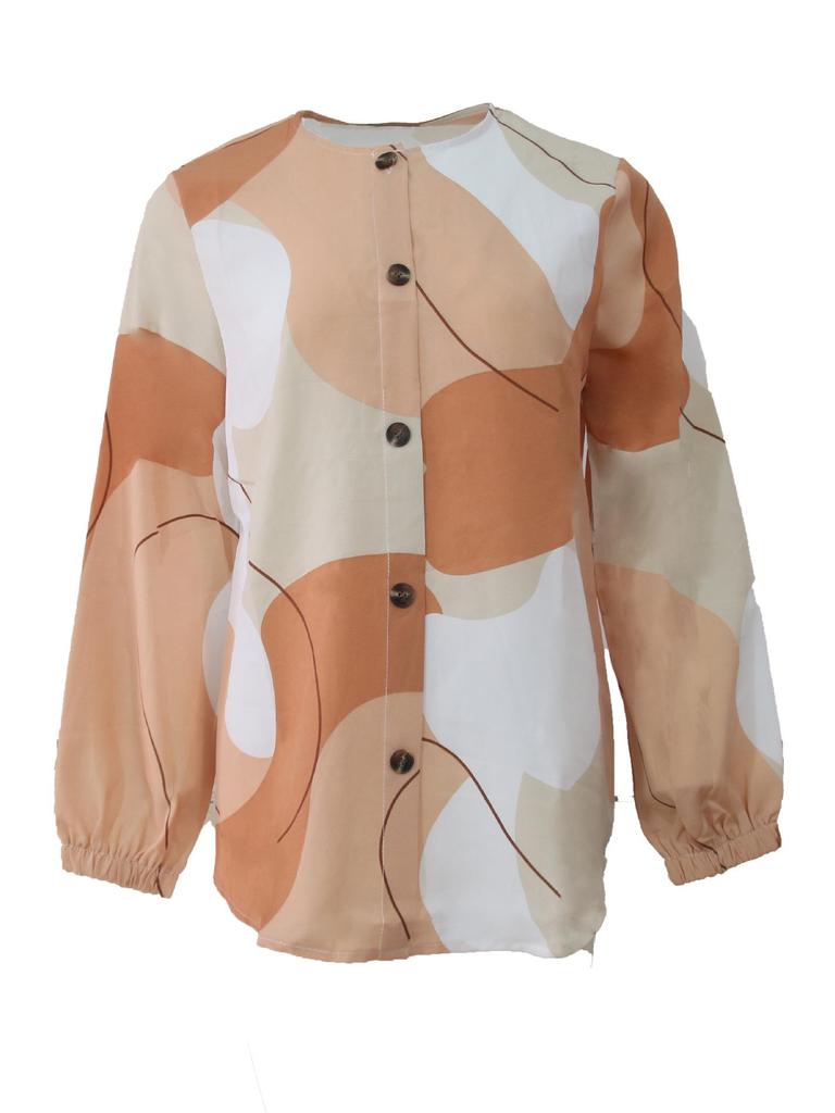 2023 Women's Floral Bubble Sleeve Muslim Top