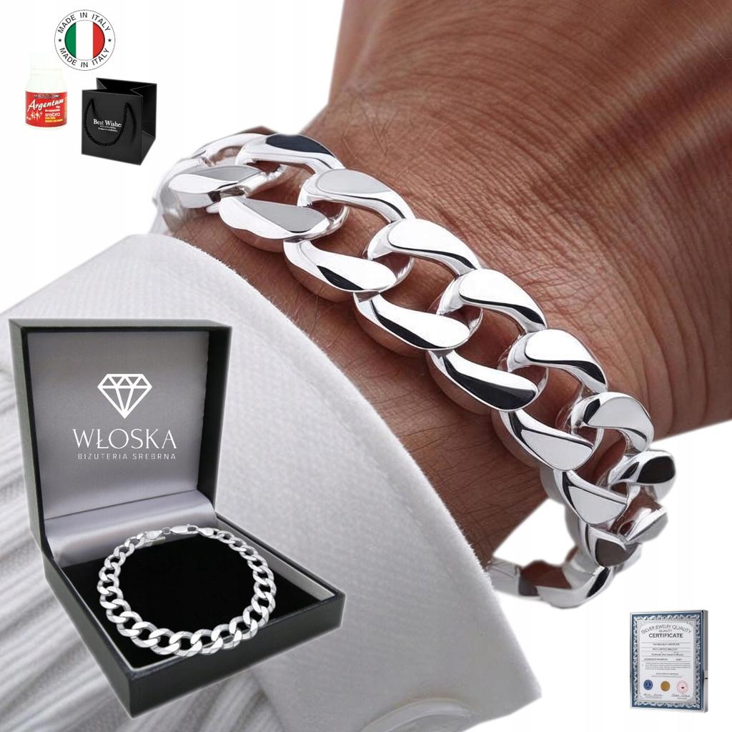 Men' Silver Bracelet THICK Silver 925 Bracelet FULL Pancetka 13mm