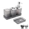 Badezimmer-Accessoires-Set Bad-Ensemble-Set mit Zahnbürstenhalter Becher Lotion-Flaschen Seifenschale Tablett