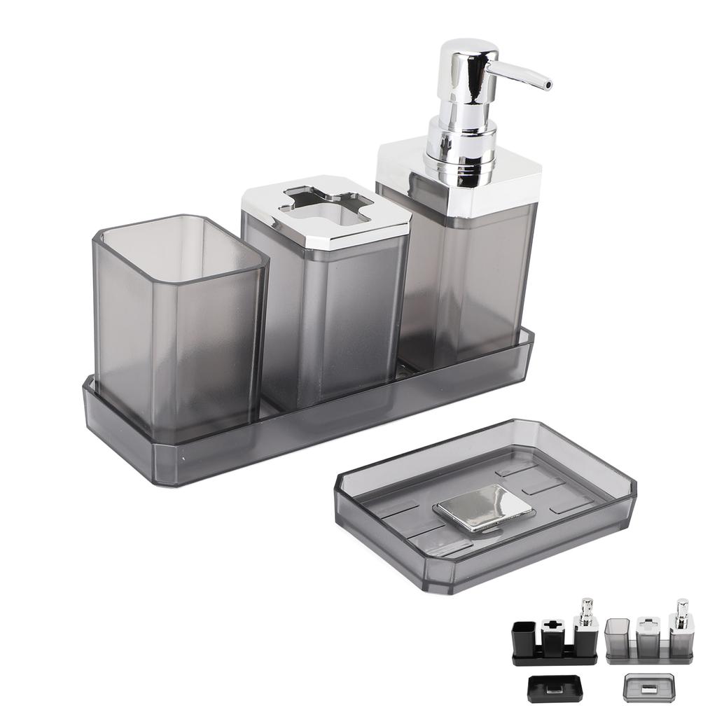 Badezimmer-Accessoires-Set Bad-Ensemble-Set mit Zahnbürstenhalter Becher Lotion-Flaschen Seifenschale Tablett