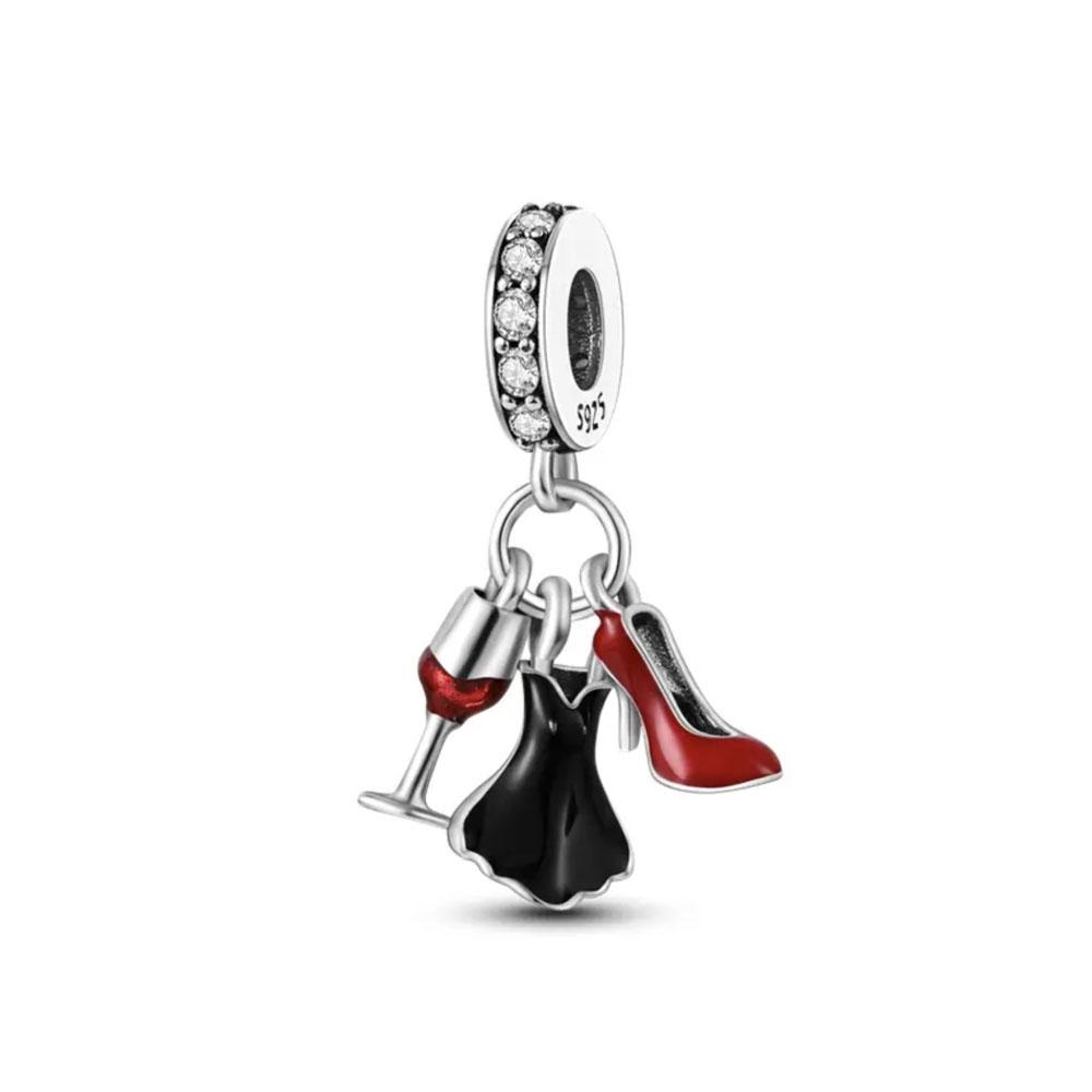 New Copper Red Charms Medical Staff Heart Bead Fit Original Charm Bracelet For Women Diy Fashion Jewelry Making Cherry