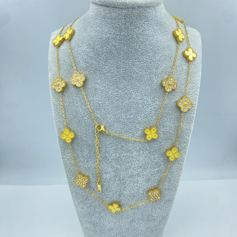 

Женское ожерелье из титановой стали 13 мм 90+5 см 20 цветов, узор звезды, ракушка, счастливый четырехлистный клевер