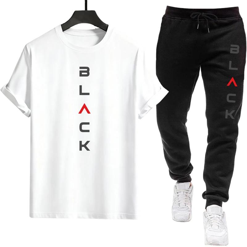 Men's Suit Tracksuit T-shirt Pants Urban Causal Sports Outfit Male Spring Summer Home Outdoor Comfort Tees Set
