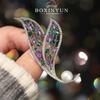 Bo Xin Yun Copper & Zircon Purple Leaf Brooch with Freshwater Pearl for Women