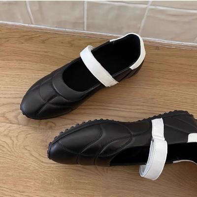 Fashion Mary Jane Shoes Female High Quality Leather 2024 New Buckle Ballet Shoes for Women Round Head Flat Cowhide Ladies Single Shoes