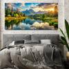 Natural Waterfall Canvas Painting Green Tree Forest Posters and Prints Wall Art