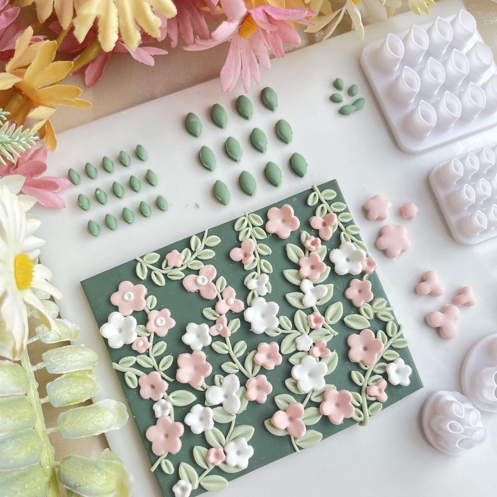 5-Piece Mini Floral Clay Cutter Set, Spring Leaf & Flower Earring Molds for DIY Polymer Clay Jewelry & Fresh Craft Projects