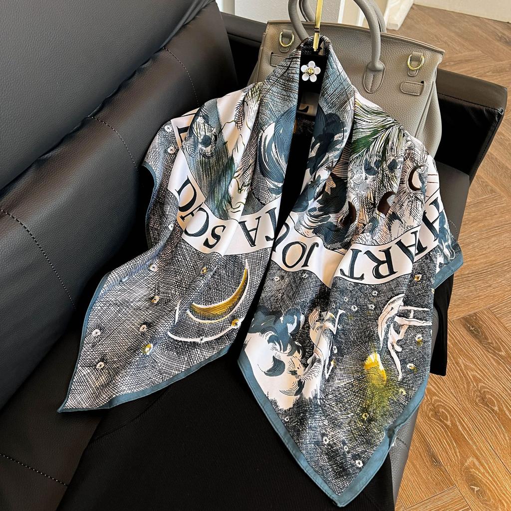 Large square scarf silk scarf women's new versatile spring and autumn winter high-end mother scarf shawl with shirt