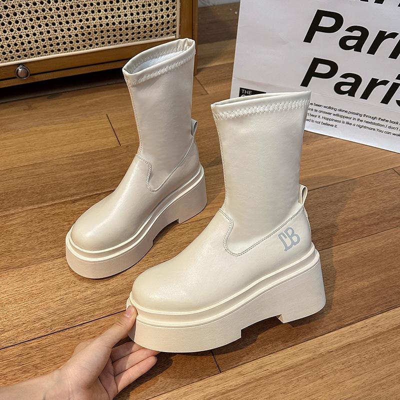 

Панк Стиль Платформа Женские Ботильоны Мода Слипоны Толстый Каблук Обувь Осень Зима Короткие Ботильоны 35