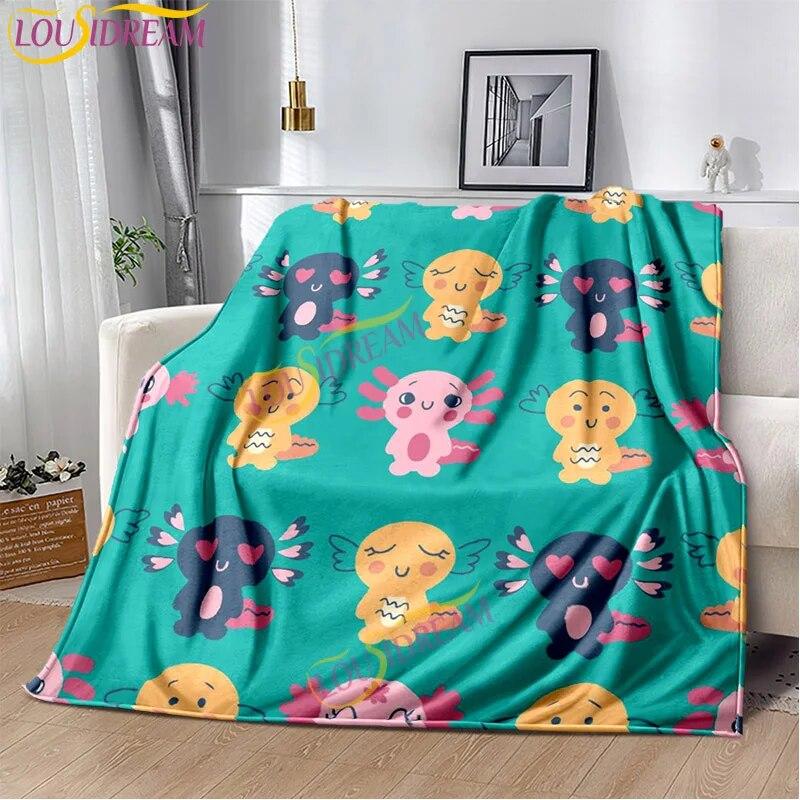 Animal de dibujos animados Ajolote suave felpa ropa de cama sala de estar sofá dormitorio cama mantas picnic impreso lindo Axolotl regalo manta