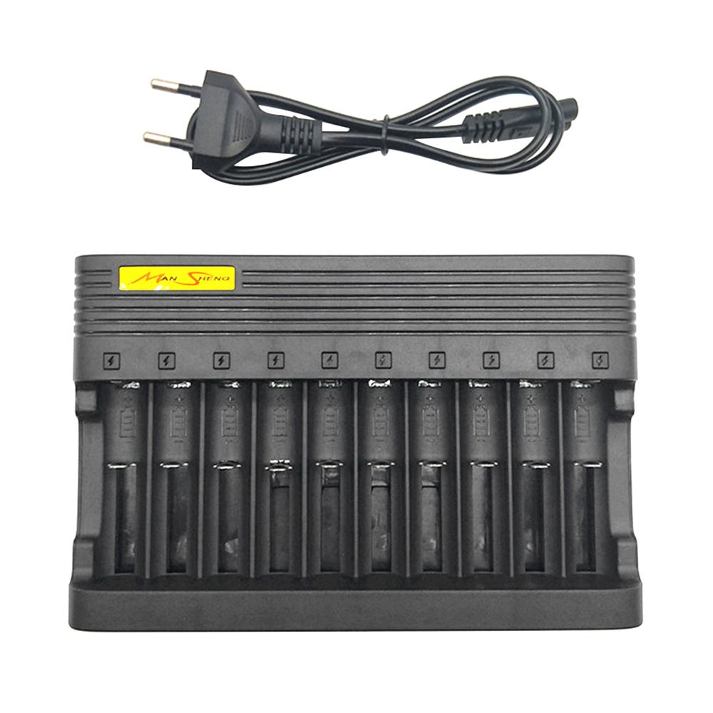 18650 Battery Charger EU US 10slots Smart lithium charging 14500 16350 18500 USB Output Li-ion Rechargeable Battery Charger
