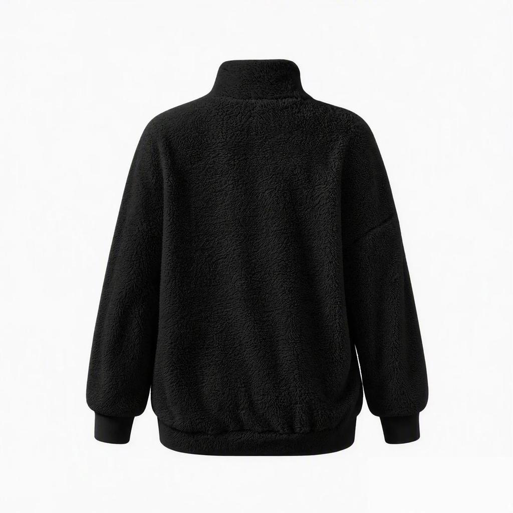 Women's Turtleneck Zip-Neck Long Sleeve Loose Fit Casual Pullover Top