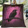 Vintage Raven & Mystical Forest Flannel Throw Blanket Soft AllSeason Cozy Gift for Best Friend, Birthday, Anniversary Sofa, Bed, TV Room Decor Purple 