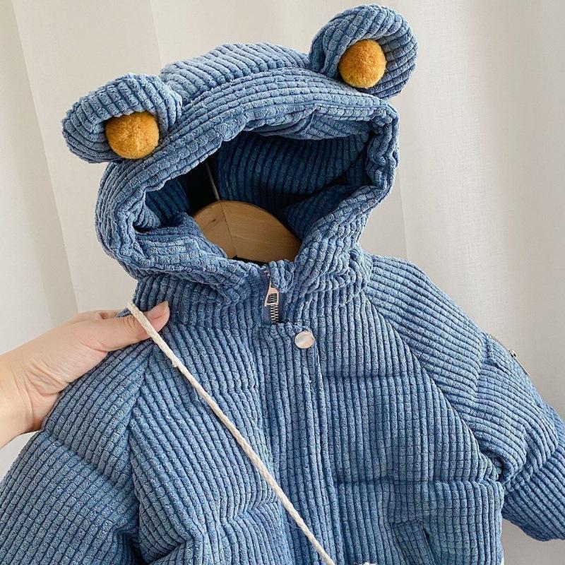 Flickors tecknade huvförsedda tjocka bomullskläder Flickors höst- och vinterbomullskläder Damers skatt tjock kappa Baby varma kläder