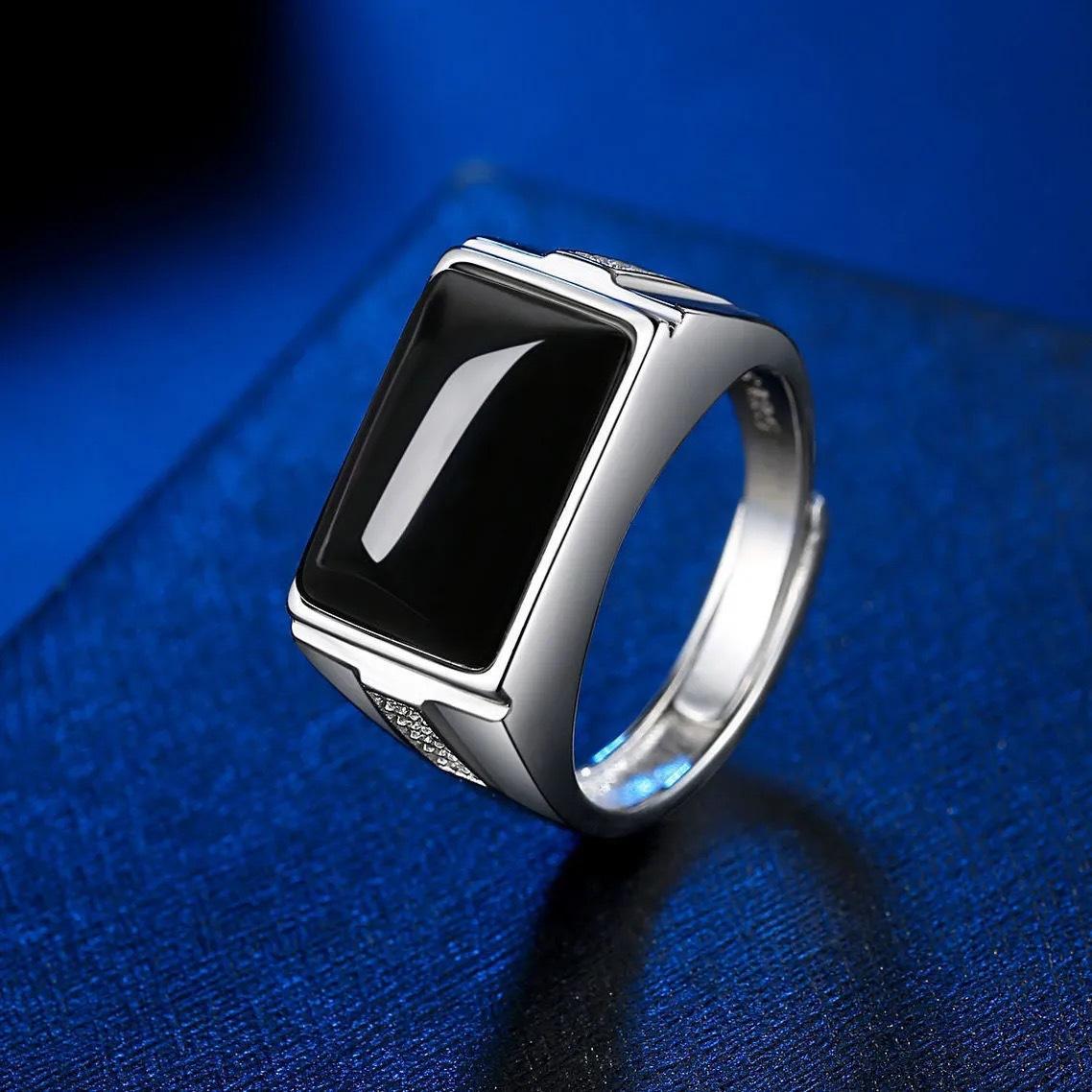 

Мужское хип-хоп квадратное стеклянное открытое кольцо one size