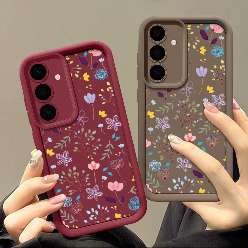 Case For Samsung Galaxy S25 Edge S25 S24 S23 Ultra Plus S24 FE A53 A54 A14 A35 A15 A55 A25 A16 A56 A36 5G Flower Print TPU Cover