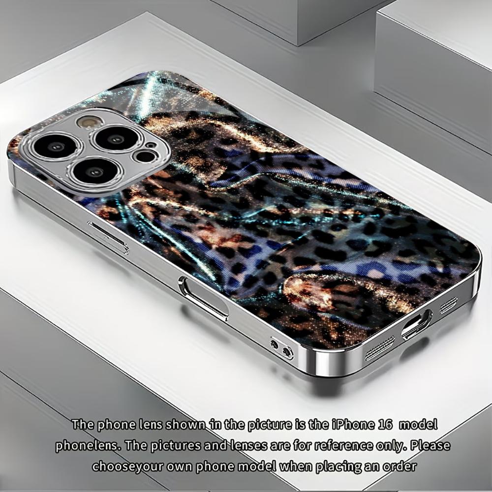 Colorful leopard print fashion phone cases carcasa Smartphone Glass Phone Case for iPhone 17 16 15 14 13 12 11pm Pro Plus fundas