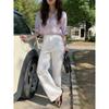 White Straight-leg Jeans for Women, Simple High-waisted Loose and Thin Straight-leg Trousers with Four Seasons Foundation