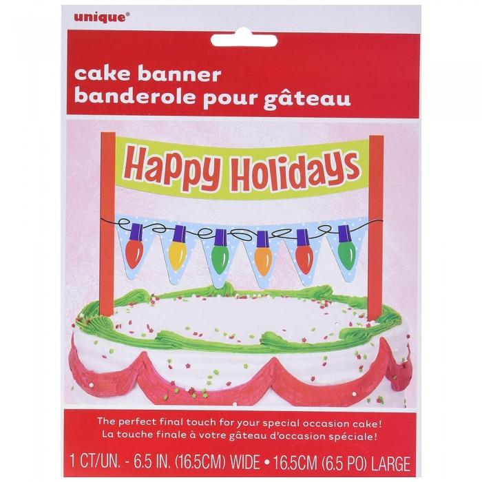 Unique Party Happy Holidays Bunting Christmas Cake Topper