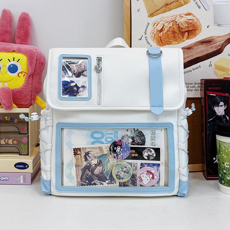 Schoolbag Japanese new ins schoolbag transparent pain bag student two-dimensional bar large-capacity backpack fashionable backpack female