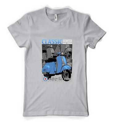 Klassischer Roller Genieße die Fahrt Vespa Fahrrad Personalisiertes Unisex Erwachsenen T-Shirt