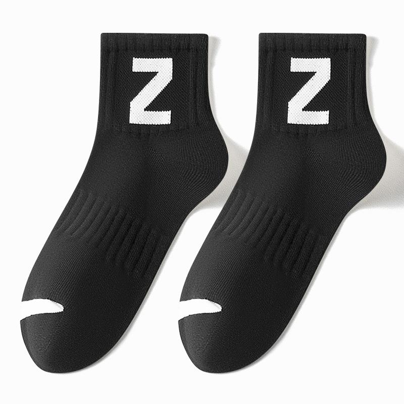 Men's and Women's Spring and Autumn Lettered Comfortable Antibacterial and Deodorizing Sports Short Socks