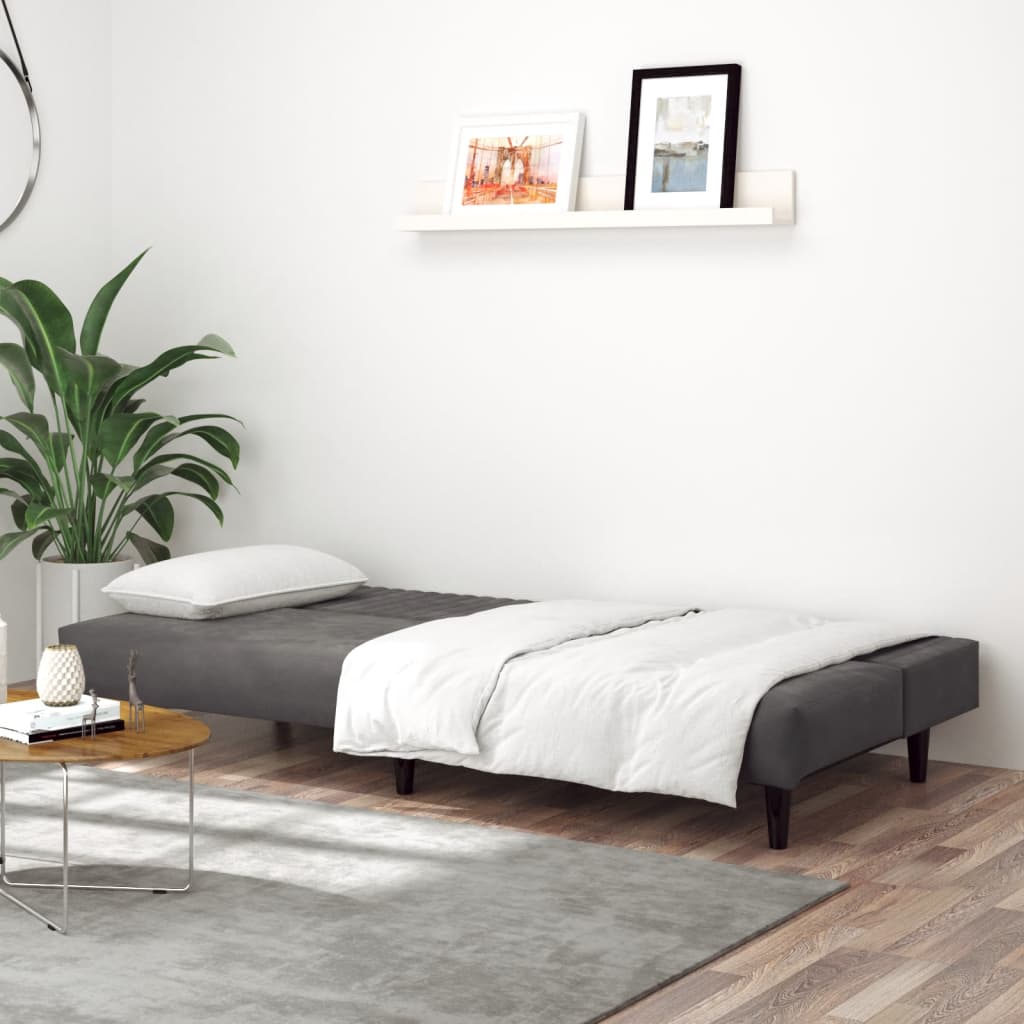 Vidaxl 2-Seater Sofa, Dark Grey, Upholstered In Velvet