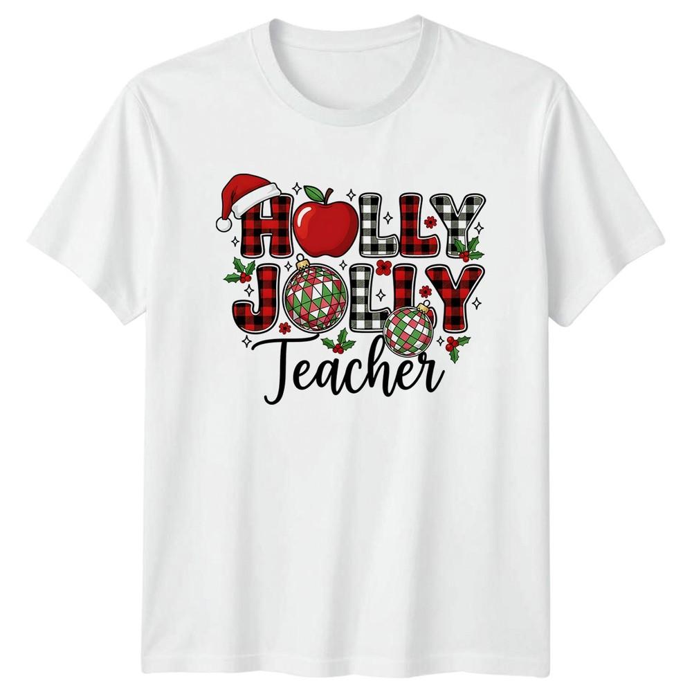 Holly Jolly Teacher Christmas Holidays Unisexs TShirt Unisexs Graphic Unisex Top S