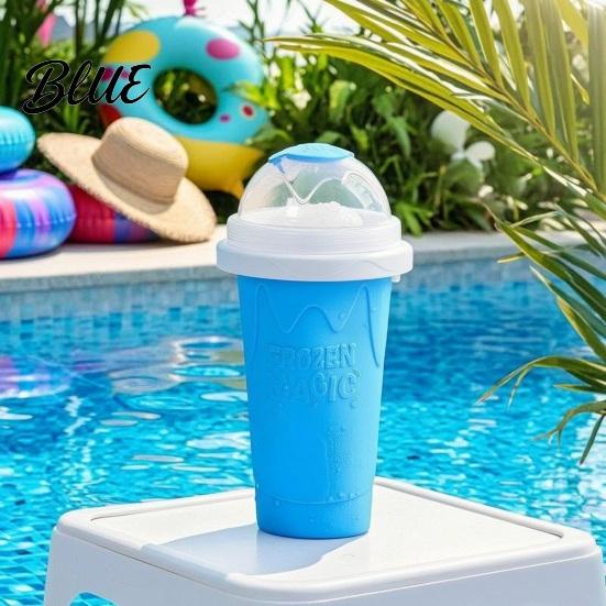 Food Grade Silicone Slush Cup Maker Cup  Portable Squeeze Ice Smoothie Refreshing Slushie with Lid  for Juice Milk Soda Family Summer