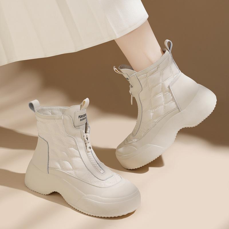 Echte Leder Mode Martin Stiefel Damen Höhenzunahme Herbst Neu Vielseitige Plateau Stiefel Weiche Sohlen Kleine Freizeitstiefel