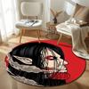 Gothic Vampire Profile Wreathed in Swirling Smoke Round Rug, Black and Red Vector Style Design, Cozy Bedroom Living Room Playroom Nursery