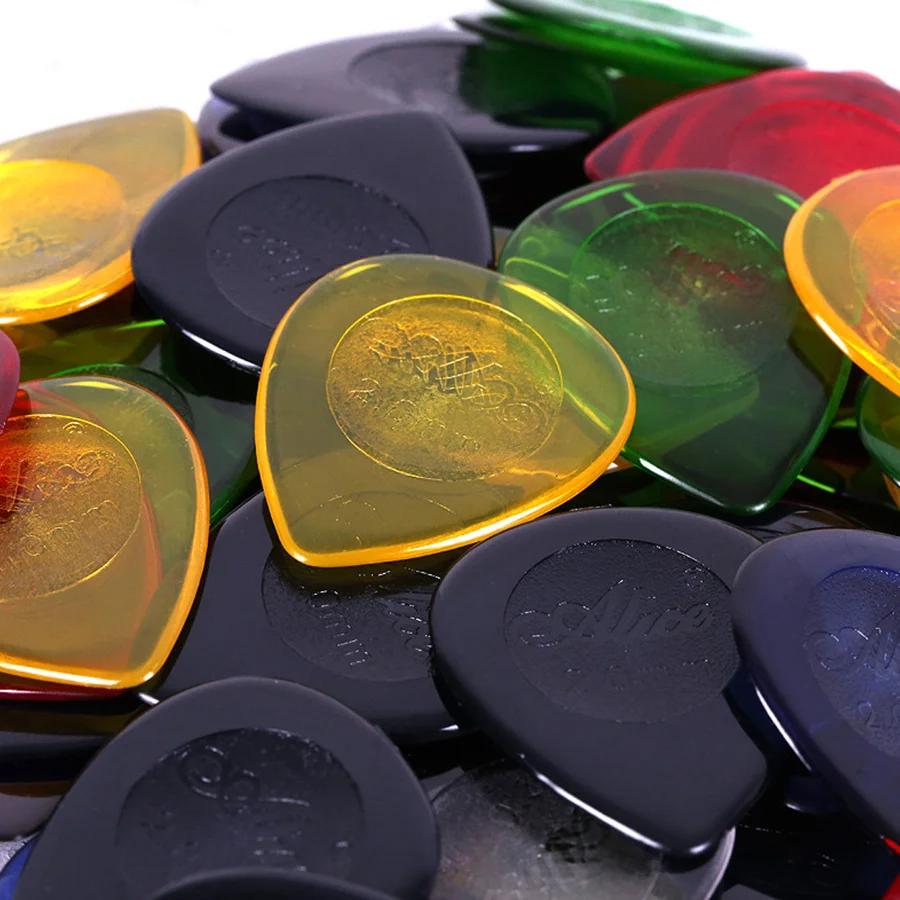 6 Stück 2,5 cm Bunte Transparente Gitarrenplektren 1/2/3 mm Dick Tropfenform-Plektrum mit Aufbewahrungsbox Akustische Elektrische Gitarre JXB