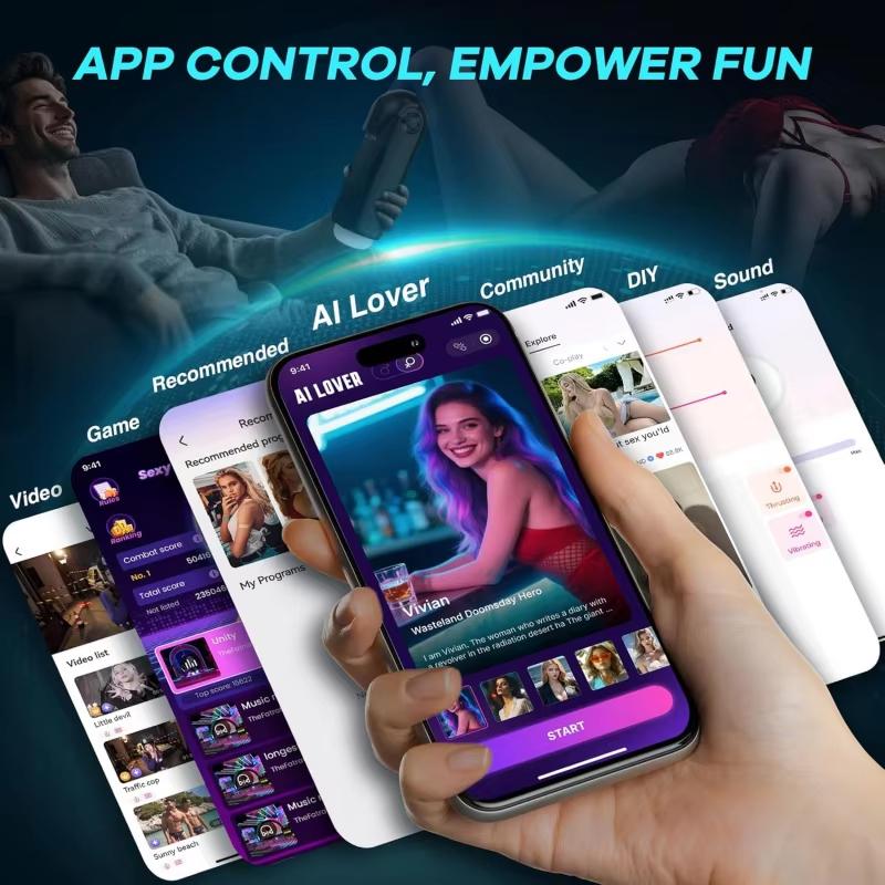 Automatic Telescoping Male Masturbator Mens Sex Toys - Penis Pump Sex Toy for Men with 9 Sucking & 9 Thrusting & 9 Vibrating, APP Control Sex Toy