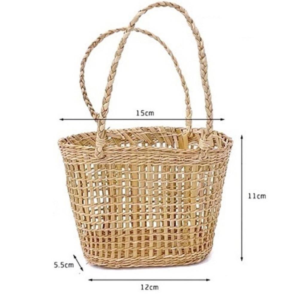 with Handle Straw Woven Basket Handmade Tea Cup Cover Practical Storage Basket