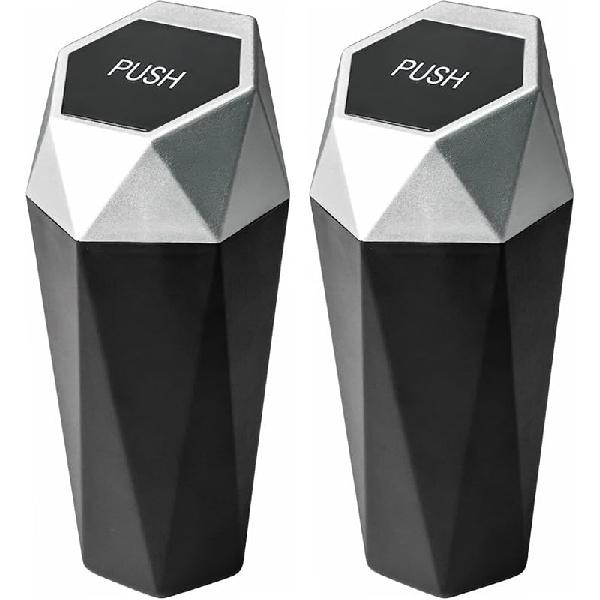 Mini Car Trash Can,Mini Trashcan with Lid,Portable Leakproof Vehicle Trash Bin,Diamond Design Car Dustbin Car Dustbin Organizer for Cup Holder,Mini