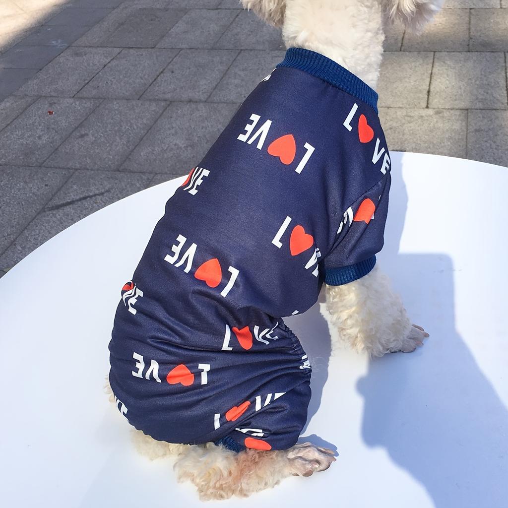 Valentines Day Pajamas Dog Bodysuit Dog Jumpsuits Dog Birthday Costume Heart Pattern Dog Clothes Dog Cartoon Apparel for Pet Pup