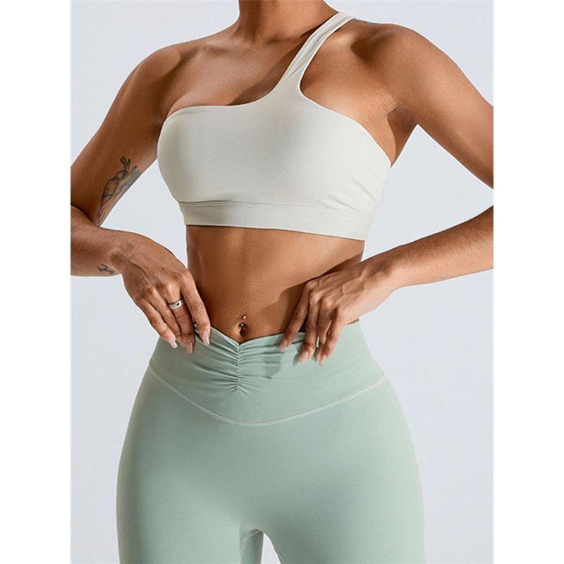 2024 New Arrival Oblique One Shoulder Sports Intimates Naked Women Sense Yoga Bra Quick-Drying Beauty Back Vest Beauty Back Workout Clothes Elastic
