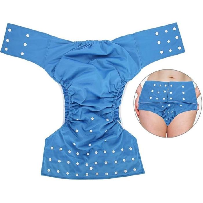 ZJchao Взрослый тканевый подгузник, многоразовый взрослый подгузник, стираемый чехол-подгузник для взрослых, регулируемая тканевая основа для подгузника, дышащий, непромокаемый, для недержания темно-синий