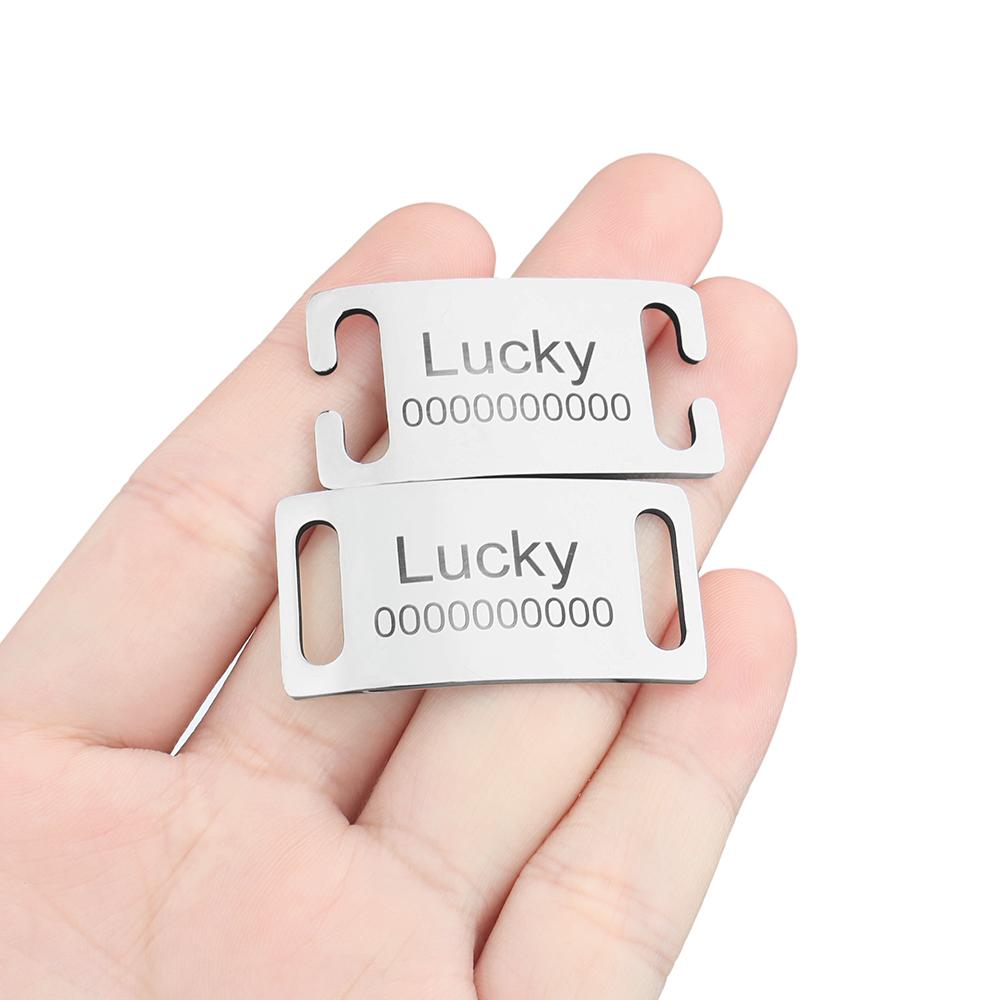 Curved Personalized Name Cat Dog Collar Accessories Anti-lost ID Tag Custom Pet Collar Nameplate Engraving Black Silver Golden