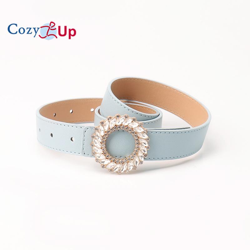 

Женский ремень из искусственной кожи с жемчужной пряжкой, ширина пояса 2,8 дюйма, ремни для джинсов, брюк, платьев 103x2.8cm синий