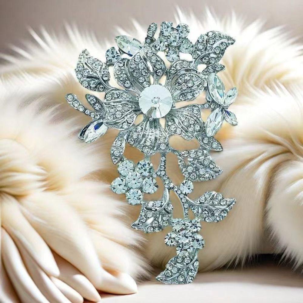 Vintage Luxus Anstecknadel Corsage Schmuckstück Metall Strass Brosche Exquisite Kristall Blume Brosche Anzug