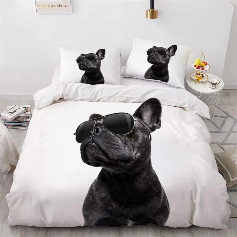 Cute Dogs Duvet Cover Pet Dog Funny Animal Bedding Set 3D Print Puppy Comforter Cover Pillowcases Full King For Kids Teens Decor