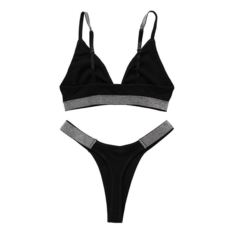 

European and American threaded sexy girl underwear T-shaped large size adjustment type seamless steel ring women s beautiful back bra S чёрный