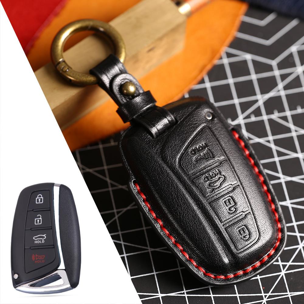 

Leather car key cover is suitable for modern new Shengda IX45 Santa Fe three-dimensional 3D shaping key bag.