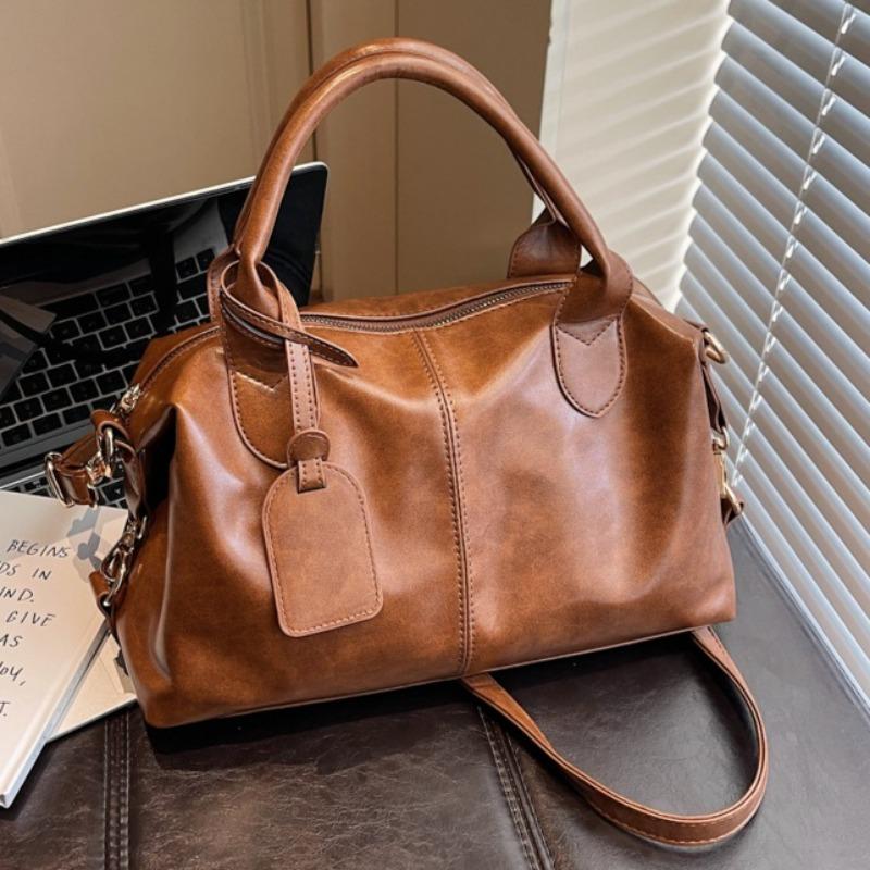 Modische Damen-Lederhandtasche Vintage Boston Boston-Tasche Umhängetasche mit abnehmbarem Riemen Geeignet für Arbeit, Einkaufen und Reisen